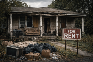 House with For Rent sign